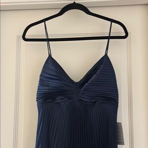 Navy Pleated Dress. NWT